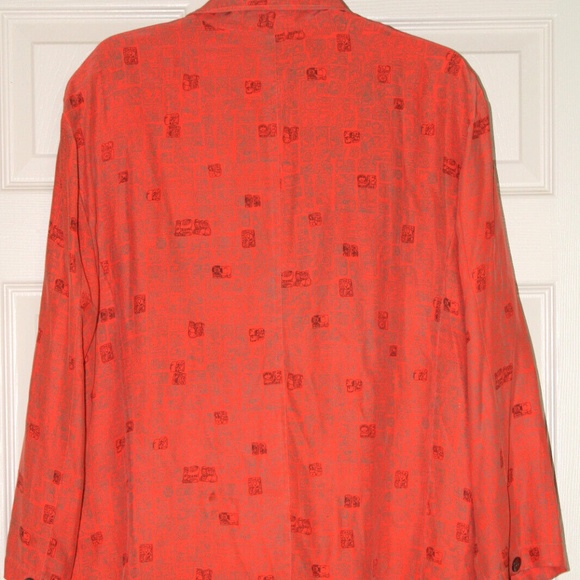 Out Of The Blue Women's Orange 100% Silk Jacket Size-L - Picture 4 of 7